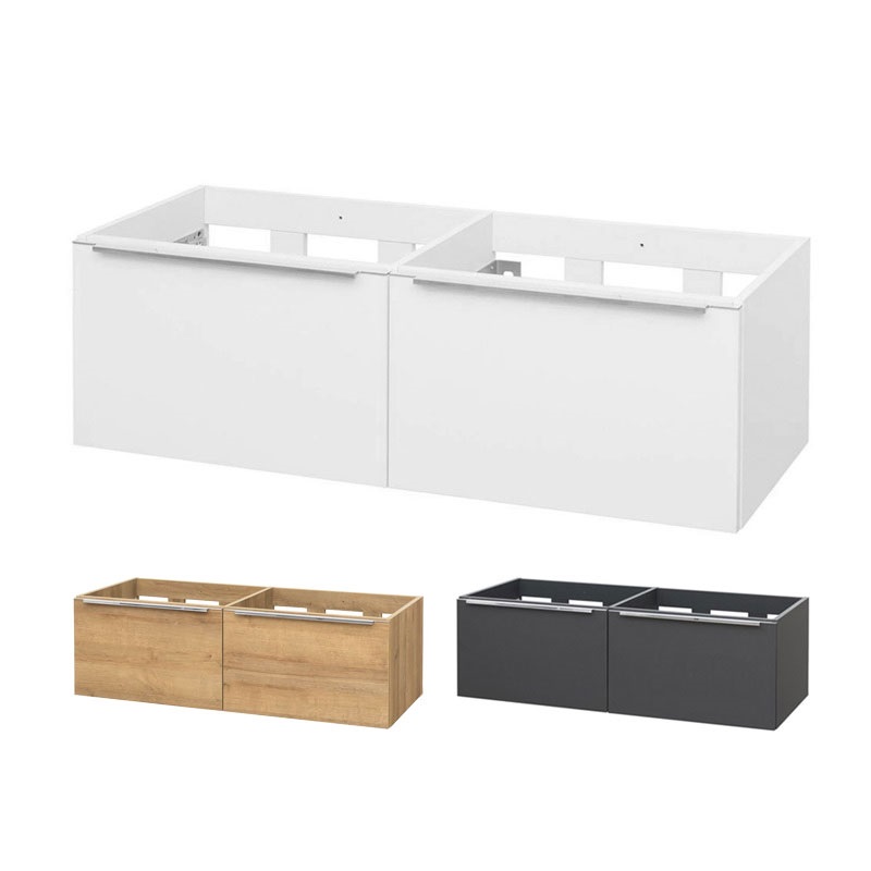 Mailo, koupelnová skříňka, bílá, 2 zásuvky, 1210x700x480 mm