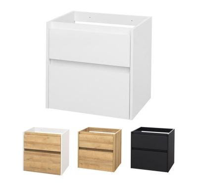 Opto, koupelnová skříňka, bílá/dub, 2 zásuvky, 610x580x460 mm