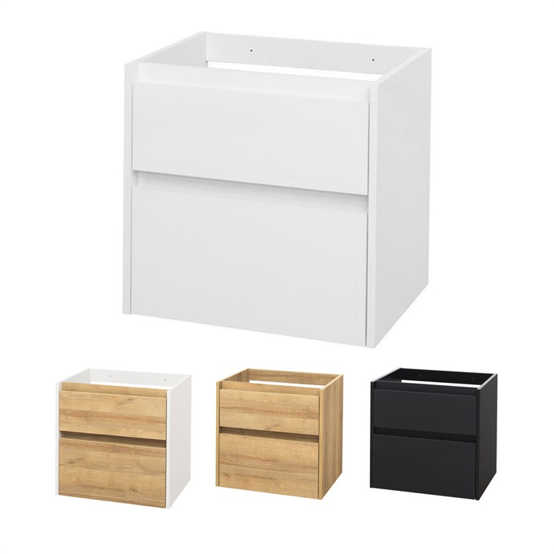 Opto, koupelnová skříňka, bílá/dub, 2 zásuvky, 610x580x460 mm