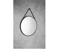 AQUALINE STAGO kulaté zrcadlo ø 60cm, kožený pásek, černá mat (4)