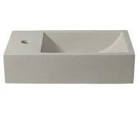 SAPHO CREST L betonové umývátko, nástěnné, včetně výpusti, 40x22cm, bílý pískovec (4)