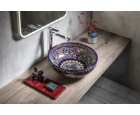 SAPHO PRIORI keramické umyvadlo na desku, Ø 41 cm, fialová s ornamenty (5)