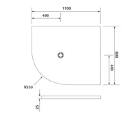 POLYSAN FLEXIA vanička z litého mramoru čtvrtkruh, s možností úpravy rozměru, 110x80cm, R550, pravá (2)