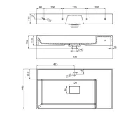 SAPHO GODIVA umyvadlo, litý mramor, 83x44cm, bílá (14)