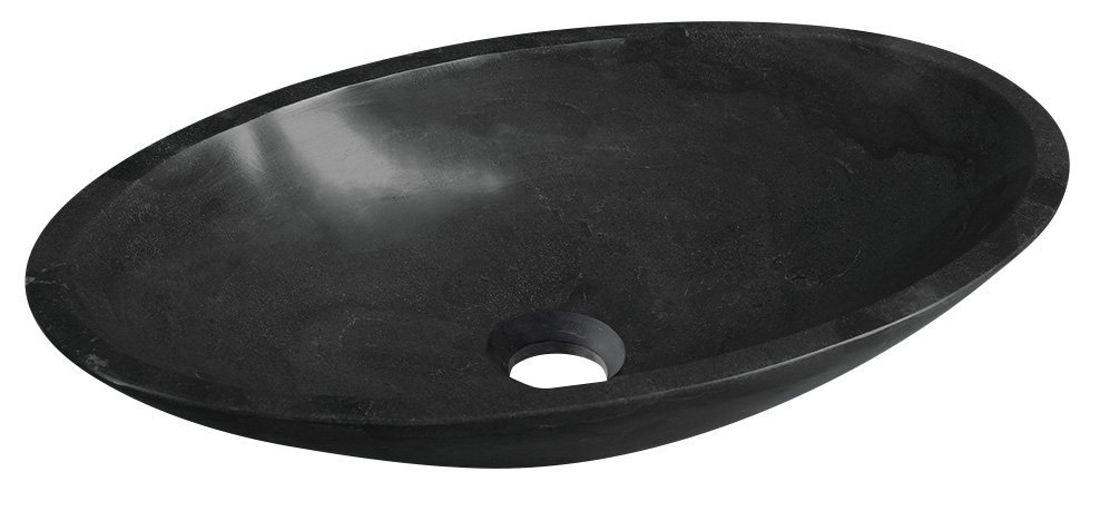 SAPHO BLOK kamenné umyvadlo na desku, 60x35 cm, matný černý Marquin