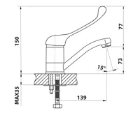 BRUCKNER HOFFER stojánková umyvadlová baterie, otočné ramínko, lékařská páka, chrom (2)