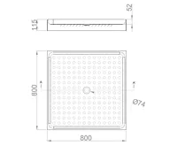 NOFER Nerezová sprchová vanička hluboká, čtverec 80x80x11,5cm, mat (2)