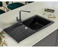 GRANISIL ARCOS 770.0 Granitový dřez s odkapem, černý (7)