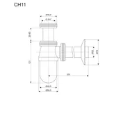 Sifon umyvadlový, celokovový s převlečnou maticí, pochrom. mosaz, 5/4"x ø 32 mm (1)