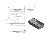 SAPHO MAXX umývátko se záklopem 47x24cm, litý mramor, levé, bílá (6)