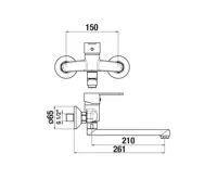 JIKA LYRA SMART Umyvadlová nástěnná baterie s raménkem 210 mm, Chrom (1)