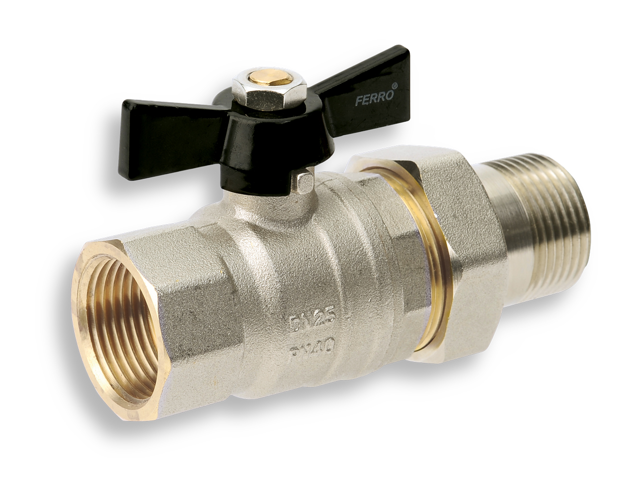 Novaservis luxusní plnoprůtočný kohout s motýlkem a šroubením šm 3/4" - ksh2