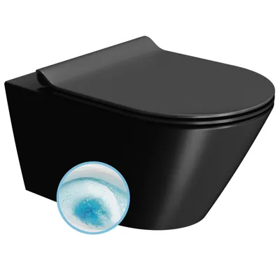 GSI KUBE X závěsná WC mísa, GeniusFlush, 36x55cm, černá dual-mat