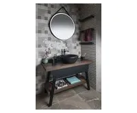 SAPHO ORBITER kulaté zrcadlo s LED osvětlením ø 60cm, kožený pásek, černá mat (1)