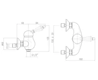SAPHO KIRKÉ CRYSTAL nástěnná sprchová baterie, páčka krystal, chrom (4)