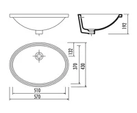 CREAVIT Keramické umyvadlo pod desku, 57x43cm, bílá (2)