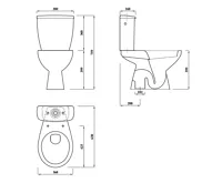 AQUALINE MIGUEL WC kombi, dvojtlačítko 3/6l, spodní odpad, bílá (4)