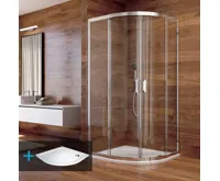 LIMA Sprchový kout, čtvrtkruh, 100x190 cm, R 550, chrom ALU, sklo Čiré, vanička z litého mramoru (8)