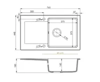 GRANISIL PROBA 765.0 Granitový dřez s odkapem, černý (3)
