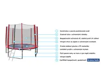 GoodJump 4UPVC červená trampolína 366 cm s ochrannou sítí + žebřík + krycí plachta (2)
