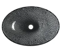 SAPHO PURUS skleněné gravírované umyvadlo na desku, 50x36cm, černá (5)