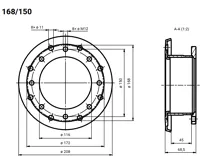 Dražice redukční příruba 168/150