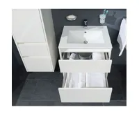 Opto, koupelnová skříňka s keramickým umyvadlem, bílá, 2 zásuvky, 610x580x460 mm (7)