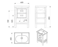 SAPHO BRAND umyvadlová skříňka 56x83x43cm, mořený smrk (5)