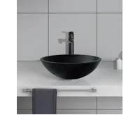 SAPHO TELICA skleněné umyvadlo na desku Ø 42cm, černá mat (6)