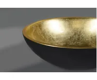 SAPHO MURANO BLACK-GOLD skleněné umyvadlo na desku, průměr 40cm, černá/zlatá (8)