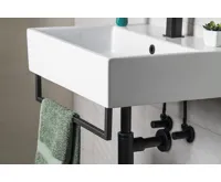 AQUALINE HANG držák ručníků pod umyvadlo 665x98mm, černá mat (3)