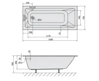 POLYSAN NOEMI SLIM obdélníková vana 160x70x39cm, bílá (5)