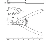 BGS Kleště na rozpěrné kroužky, pro vnější/vnitřní rozpěrné kroužky, výměnné hroty, 180 mm (1)