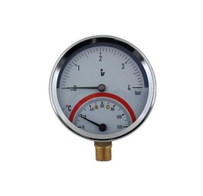 Termomanometr 81 mm 0-6 bar,0-120°C, spodní vývod 1/2"