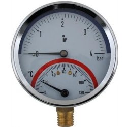 Termomanometr 81 mm 0-6 bar,0-120°c, spodní vývod 1/2"