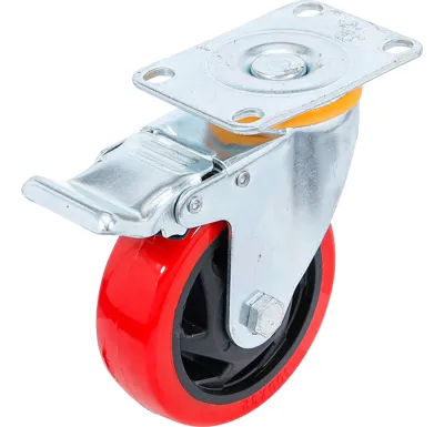 BGS Otočné kolečko s brzdou, červené/černé, 100 mm