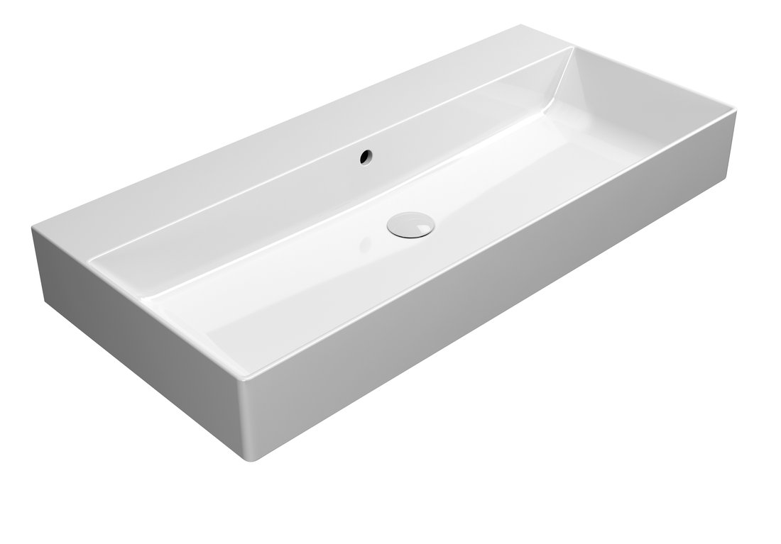 Gsi kube x keramické umyvadlo 100x47cm, broušená spodní hrana, bez otvoru, bílá extraglaze
