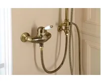 SAPHO KIRKÉ WHITE nástěnná sprchová baterie, bílá páčka, bronz (3)