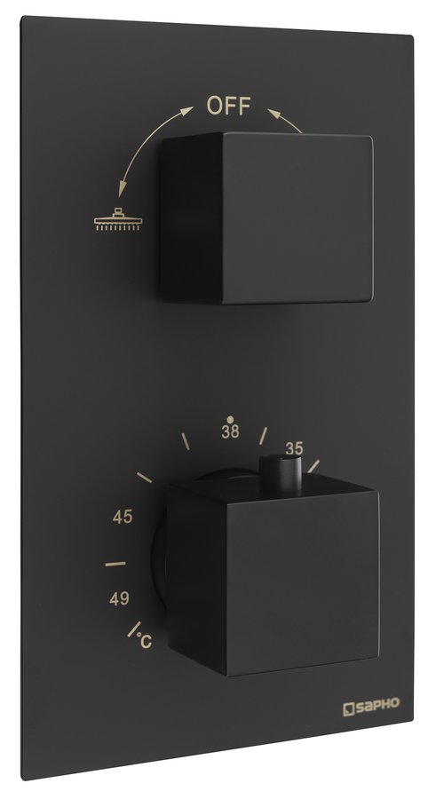 Sapho podomítková sprchová termostatická baterie, box, 2 výstupy, černá mat