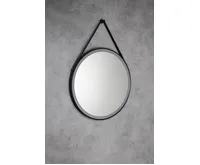 AQUALINE STAGO kulaté zrcadlo s LED osvětlením ø 60cm, kožený pásek, dotykový senzor, stmívatelné, černá mat (4)