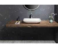 SAPHO INFRANE betonové umyvadlo na desku, včetně výpusti, 57x37cm, bílý pískovec (8)