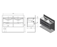 SAPHO WAVE dvojumyvadlová skříňka 119,7x50x47,8cm, bílá/dub alabama (3)