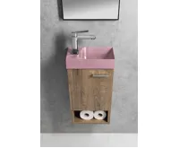 SAPHO PICCOLINO betonové umývátko 30,8x17cm, baterie vlevo, růžová mat (7)
