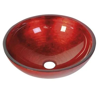 SAPHO MURANO ROSSO IMPERO skleněné umyvadlo na desku, průměr 40cm, červená