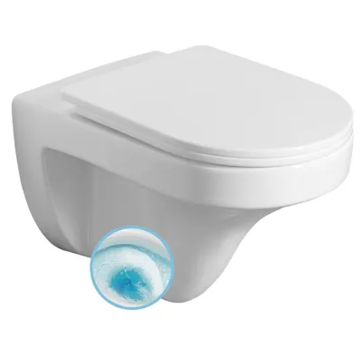 AQUALINE DENICA závěsná WC mísa, Vortex Rimless, 36x52cm, bílá