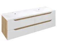 SAPHO WAVE dvojumyvadlová skříňka 149,7x50x47,8cm, bílá/dub alabama