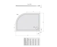 POLYSAN RENA L sprchová vanička z litého mramoru, čtvrtkruh 120x90cm, R550, levá, bílá (2)