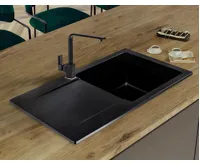 GRANISIL PROBA 765.0 Granitový dřez s odkapem, černý (4)