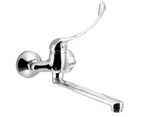 AQUALINE AQUALINE 35 nástěnná baterie, rozteč 100mm, lékařská páka, ramínko ploché, 220mm, chrom