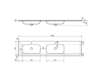 SAPHO ARUBA dvojumyvadlo, Rockstone, 250x51,5cm, levé, bílá mat (6)